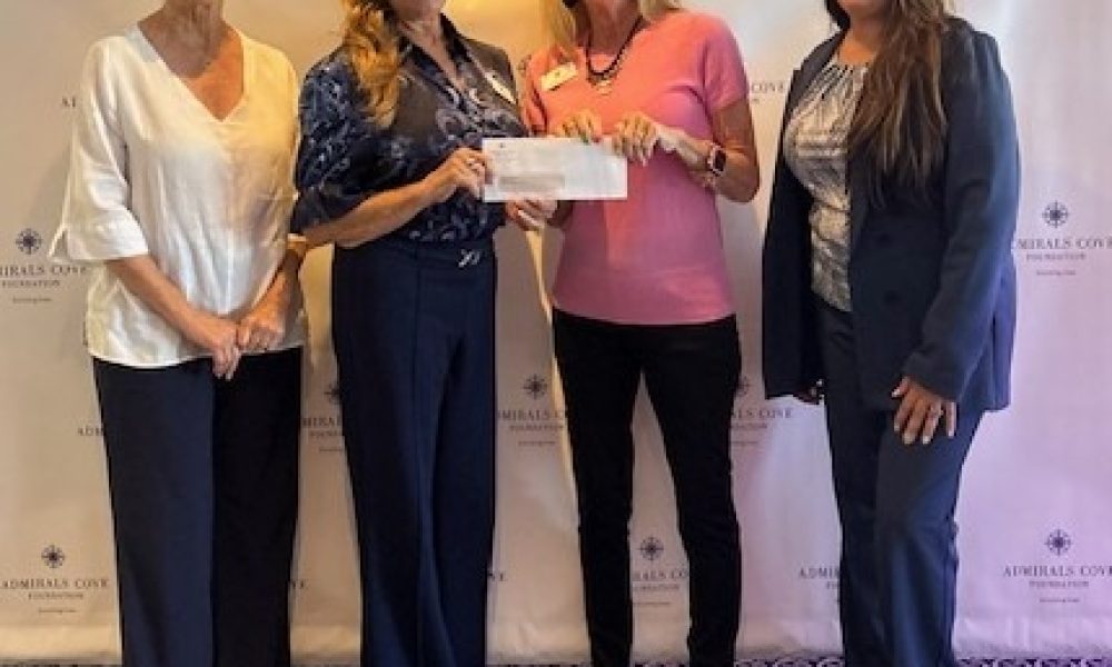 Admirals Cove Foundation Allocation Committee member, Pamela Devine, Jodie Schmitz, Roxanne Jacob, Grandma’s Place Executive Director, with Rebecca Divine, Admirals Cove Foundation Executive Director