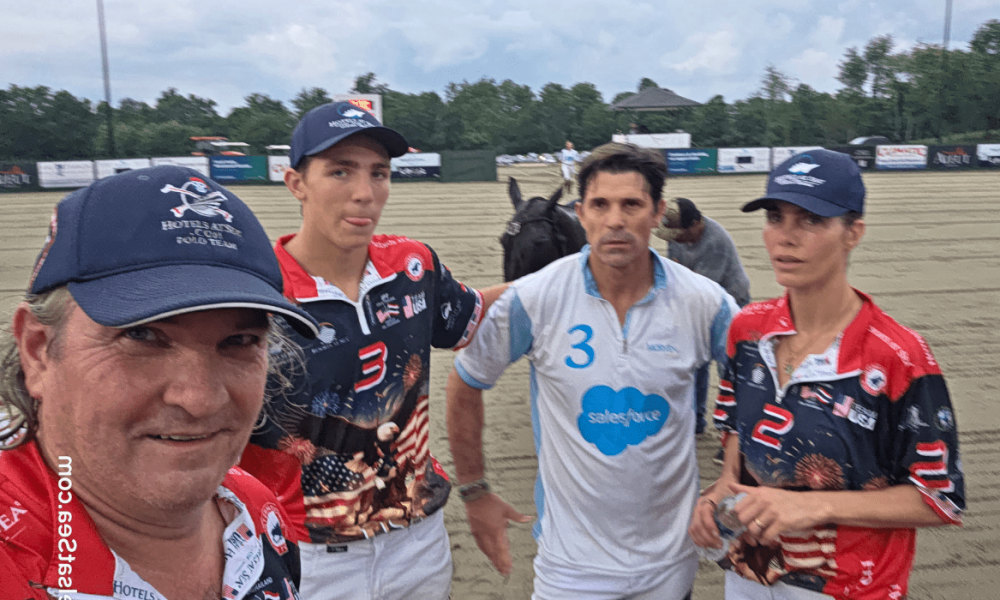 L to R: Team Captain Tareq Salahi, Artemio Figueras, Nacho Figueras, & Delfina Figueras. Photo Credit: Courtesy of International Polo Tour®